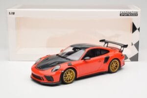 Porsche 911 991.2 GT3 RS Weissach Package Lava Orange Cerchi Magnesio Dorati Minichamps 1:18 153068227 Pressofusione — immagine 6 di 6