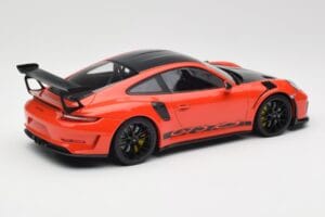 Porsche 911 991.2 GT3 RS Weissach Package Lava Orange Wording Cerchi Magnesio Neri Minichamps 1:18 153068226 Pressofusione — immagine 2 di 6