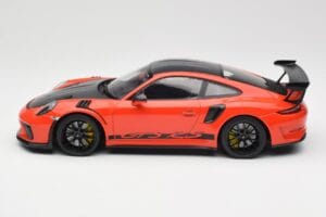 Porsche 911 991.2 GT3 RS Weissach Package Lava Orange Wording Cerchi Magnesio Neri Minichamps 1:18 153068226 Pressofusione — immagine 3 di 6