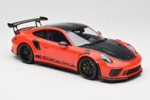 Porsche 911 991.2 GT3 RS Weissach Package Lava Orange Wording Cerchi Magnesio Neri Minichamps 1:18 153068226 Pressofusione — immagine 4 di 6