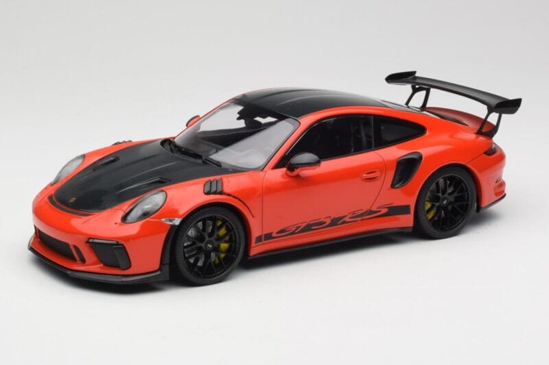 Porsche 911 991.2 GT3 RS Weissach Package Lava Orange Wording Cerchi Magnesio Neri Minichamps 1:18 153068226 Pressofusione