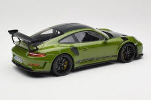 Porsche 911 991.2 GT3 RS Weissach Package Lizard Green Wording & Cerchi Magnesio Neri Minichamps 1:18 155068232 Pressofusione — immagine 2 di 6