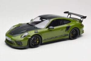 Porsche 911 991.2 GT3 RS Weissach Package Lizard Green Wording & Cerchi Magnesio Neri Minichamps 1:18 155068232 Pressofusione
