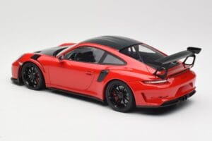Porsche 911 991.2 GT3 RS Weissach Package Rosso con Cerchi Neri Minichamps 1:18 155068230 Pressofusione — immagine 5 di 6