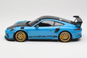 Porsche 911 991.2 GT3 RS Weissach Package Shark Blue Wording Cerchi Magnesio Dorati Minichamps 1:18 153068237 Pressofusione — immagine 3 di 6