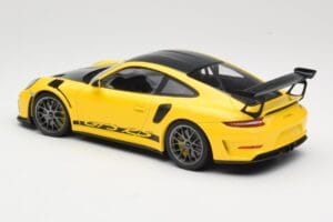 Porsche 911 991.2 GT3 RS Giallo Weissach Package Platinum Wheels Minichamps 1:18 155068221 Pressofusione — immagine 5 di 6