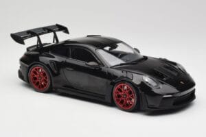 Porsche 911 992 GT3 RS Nero & Cerchi Rossi & Decor Nero Minichamps 1:18 153062240 Pressofusione — immagine 4 di 6