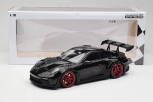 Porsche 911 992 GT3 RS Nero & Cerchi Rossi & Decor Nero Minichamps 1:18 153062240 Pressofusione — immagine 6 di 6