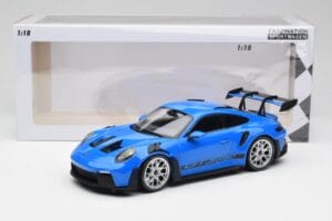 Porsche 911 992 GT3 RS Blu & Cerchi Argento & Decor Nero Minichamps 1:18 153062234 Pressofusione — immagine 6 di 6