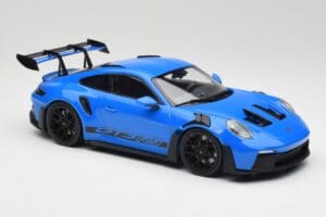 Porsche 911 992 GT3 RS Shark Blu & Cerchi Neri Minichamps 1:18 153062233 Pressofusione — immagine 4 di 6