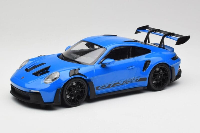 Porsche 911 992 GT3 RS Shark Blu & Cerchi Neri Minichamps 1:18 153062233 Pressofusione