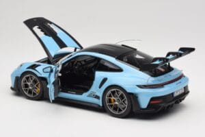 Porsche 911 992 GT3 RS Weissach Pack Gulf Blue Norev 1:18 187367 Pressofusione — immagine 5 di 8