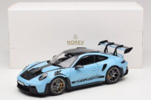 Porsche 911 992 GT3 RS Weissach Pack Gulf Blue Norev 1:18 187367 Pressofusione — immagine 8 di 8
