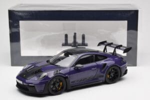 Porsche 911 992 GT3 RS Weissach Package Ultraviolet Norev 1:18 187368 Pressofusione — immagine 8 di 8