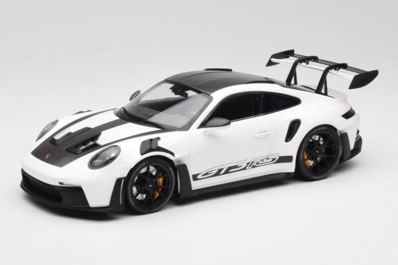 Porsche 911 992 GT3 RS Bianco & Cerchi Neri Minichamps 1:18 155062230 Pressofusione