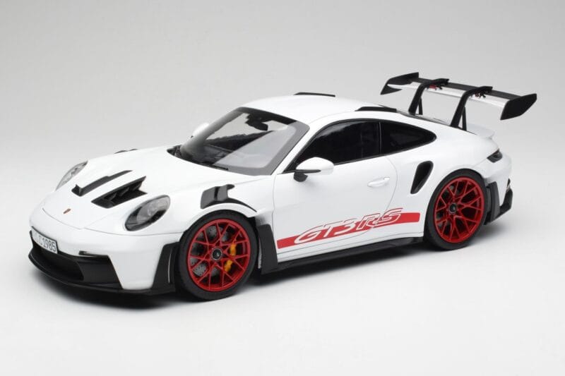 Porsche 911 992 GT3 RS Bianco & Pyro Rosso Norev 1:12 127530 Pressofusione