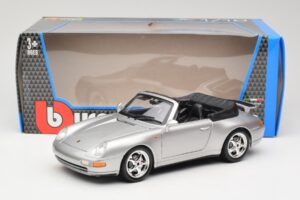 Porsche 911 993 Carrera Cabriolet Argento Bburago 1:18 18-12039 Pressofusione — immagine 8 di 8
