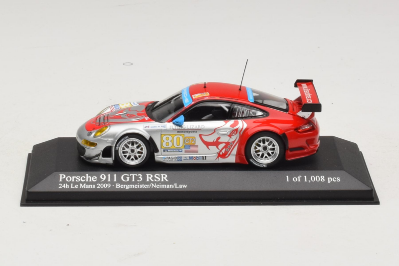 Porsche 911 997 GT3 RSR #80 J. Bergmeister / S. Neiman / D. Law 24 Hours of Le Mans 2009 Minichamps 1:43 400096980 Pressofusi