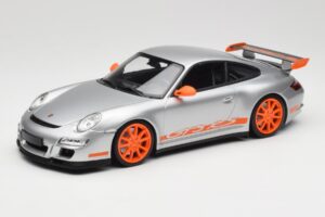 Porsche 911 997.1 GT3 RS Argento con Cerchi Arancioni Minichamps 1:18 155062120 Pressofusione