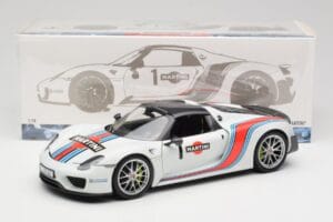 Porsche 918 Spyder Weissach Package Martini Minichamps 1:18 110062440 Pressofusione — immagine 8 di 8