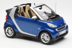 Smart Fortwo W451 Cabriolet Blu Argento Minichamps 1:18 Q0022565V001C80Q00 Pressofusione — immagine 6 di 8