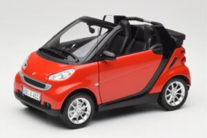 Smart Fortwo W451 Cabrio Rosso Nero Minichamps 1:18 150036333 Pressofusione
