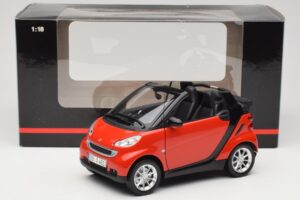 Smart Fortwo W451 Cabrio Rosso Nero Minichamps 1:18 150036333 Pressofusione — immagine 8 di 8