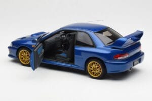 Subaru Impreza 22B Upgraded Version Blu Con Cerchi Dorati AUTOart 1:18 78602 Pressofusione — immagine 5 di 8