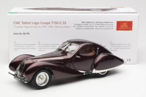 Talbot-Lago T150 C-SS Figoni & Falaschi Teardrop Bordeaux Scuro Metallizzato CMC 1:18 M-179 Pressofusione — immagine 2 di 6
