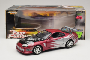 Toyota Supra A80 Fast & Furious Viola Argento ERTL 1:18 33708 Pressofusione — immagine 6 di 6