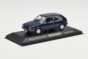 Volkswagen Golf Mk2 Blu Campione Fiera Minichamps 1:43 GOLFHANDMUSTER Pressofusione — immagine 2 di 4