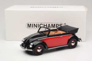 Volkswagen Beetle Cabriolet Nero & Rosso Minichamps 1:18 107054132 Resina — immagine 6 di 6