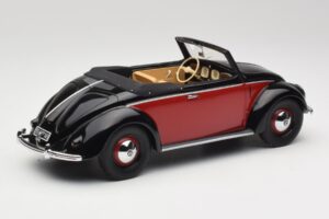 Volkswagen Beetle Hebmuller Cabriolet Nero & Rosso Minichamps 1:18 107054230 Resina — immagine 2 di 6