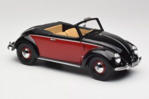Volkswagen Beetle Hebmuller Cabriolet Nero & Rosso Minichamps 1:18 107054230 Resina — immagine 4 di 6