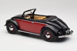 Volkswagen Beetle Hebmuller Cabriolet Nero & Rosso Minichamps 1:18 107054230 Resina — immagine 5 di 6
