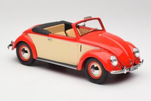 Volkswagen Beetle Hebmuller Cabriolet Rosso & Crema Minichamps 1:18 107054231 Resina — immagine 4 di 6