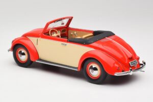 Volkswagen Beetle Hebmuller Cabriolet Rosso & Crema Minichamps 1:18 107054231 Resina — immagine 5 di 6