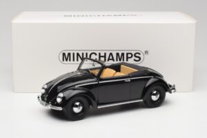 Volkswagen Beetle Type 1 Hebmuller Cabriolet Nero Minichamps 1:18 107054232 Pressofusione — immagine 6 di 6