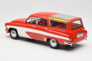 Wartburg 311 Camping Deluxe Rosso Bianco BoS Models 1:18 BOS037 Resina — immagine 5 di 6