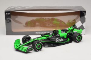 Stake Kick Sauber C44 G. Zhou Emilia Romagna GP 2024 Minichamps 1:18 117240124 Resina — immagine 7 di 7