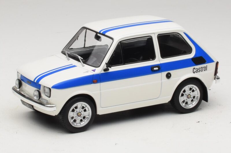 Fiat 126 Castrol Livery Bianco Blu MCG 1:18 MCG18666 Pressofusione