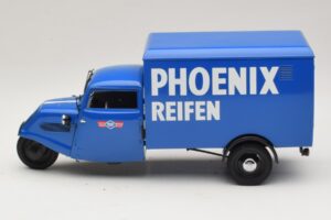 Tempo Hanseat Furgone a Tre Ruote Phoenix Blue Minichamps 1:18 180099040 Pressofusione — immagine 3 di 6