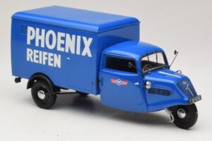 Tempo Hanseat Furgone a Tre Ruote Phoenix Blue Minichamps 1:18 180099040 Pressofusione — immagine 4 di 6