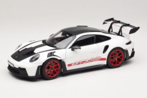 Porsche 911 992 GT3 RS Weissach Package Bianco Pyro Red Norev 1:18 187373 Pressofusione