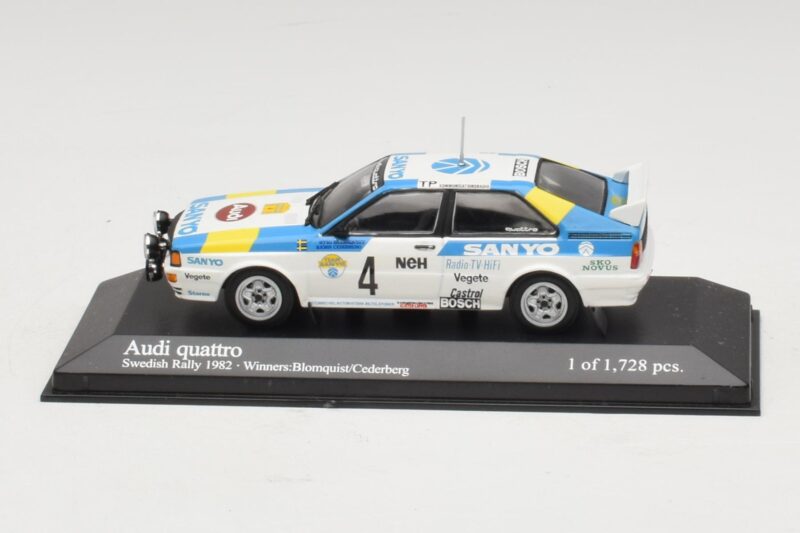 Audi Quattro #4 S. Blomqvist / B. Cederberg Rally Sweden Winner 1982 Minichamps 1:43 430821904 Pressofusione