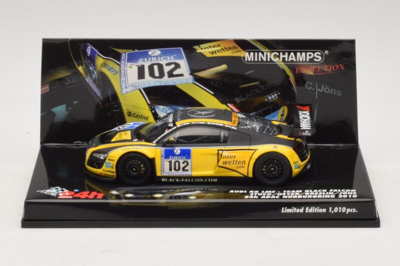 Audi R8 LMS GT3 #102 H-J. Stuck / H. Heyer Black Falcon 24 Hours of Nurburgring 2010 Minichamps 1:43 437101912 Pressofusione