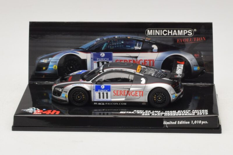 Audi R8 LMS GT3 #111 Metha / Breslin Black Falcon 24 Hours of Nurburgring 2010 Minichamps 1:43 Audi R8 LMS GT3 #111 Metha / Breslin Black Falcon 24 Hours of Nurburgring 2010 Minichamps 1:43 437101911 Pressofusione
