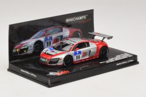 Audi R8 LMS GT3 #99 F. Biela / M. Fassler Phoenix Racing 24 Hours of Nurburgring 2010 Minichamps 1:43 437101999 Pressofusione — immagine 2 di 5