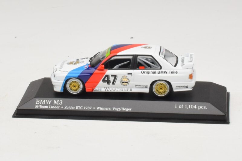BMW M3 E30 M-Team Linder #47 Vogt / Herger Winners ETC Zolder 1987 Minichamps 1:43 430872047 Pressofusione