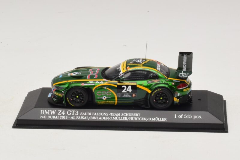 BMW Z4 GT3 Saudi Falcons #24 Al Faisal / Binladen 24 Hours of Dubai 2013 Minichamps 1:43 437132424 Pressofusione